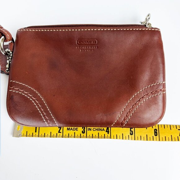 Vintage Coach Wristlet Bag Small Clutch with Zipper Brown Leather Retro - Picture 3 of 9